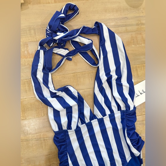 Nicole Miller convertible One Piece swim bikini striped ruched swim - Picture 9 of 13